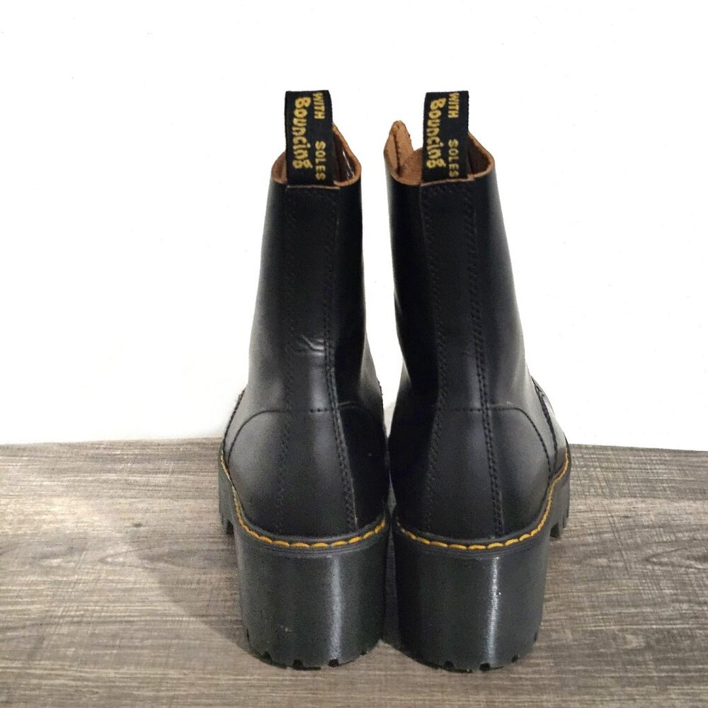 NWOB Dr. Martens Women's Black Leather Leona Vintage Smooth Combat Boot Size 10 - Picture 6 of 7